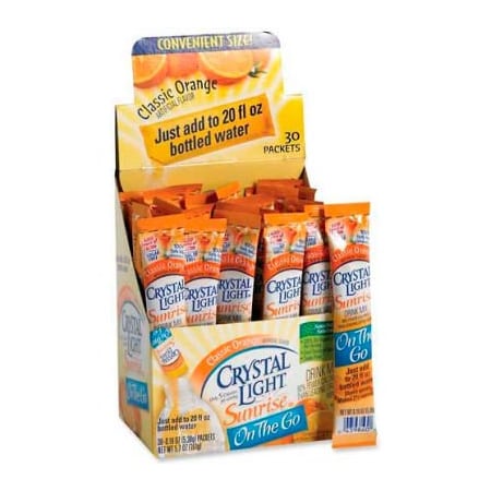 Marjack Crystal Light On-The-Go Mix Sticks, Orange, 0.16 oz., 30/Box KRFGEN00504